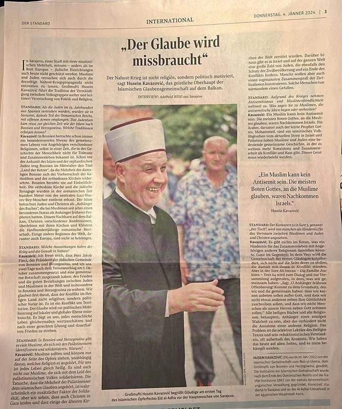 Intervju reisul-uleme austrijskom Der Standardu: Vjera se zloupotrebljava za političku mobilizaciju