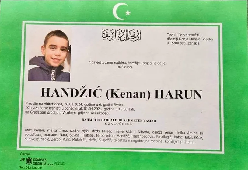 PRETUŽNA NEDJELJA U BIH: NA AHIRET JE PRESELIO MALENI HARUN HANDŽIĆ