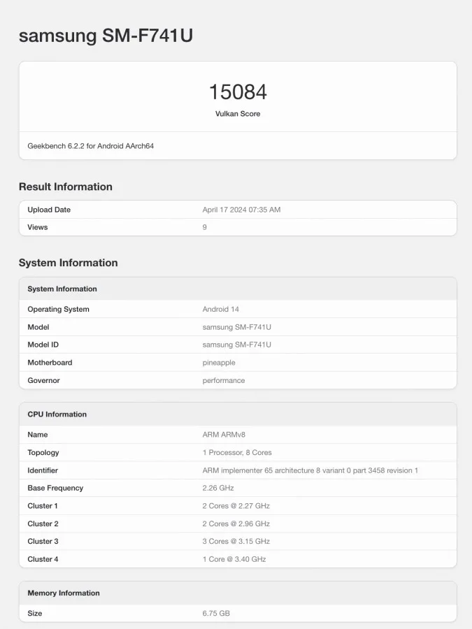 Samsung Galaxy Z Flip 6 na Geekbenchu ističe Snapdragon 8 Gen 3 for Galaxy