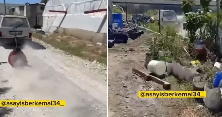 Vezao susjeda i vukao ga nekoliko metara s autom