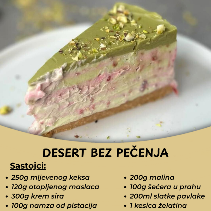 1745166036 Cheesecake S Pistacijama I Malinama – Desert Bez Pecenja Koji