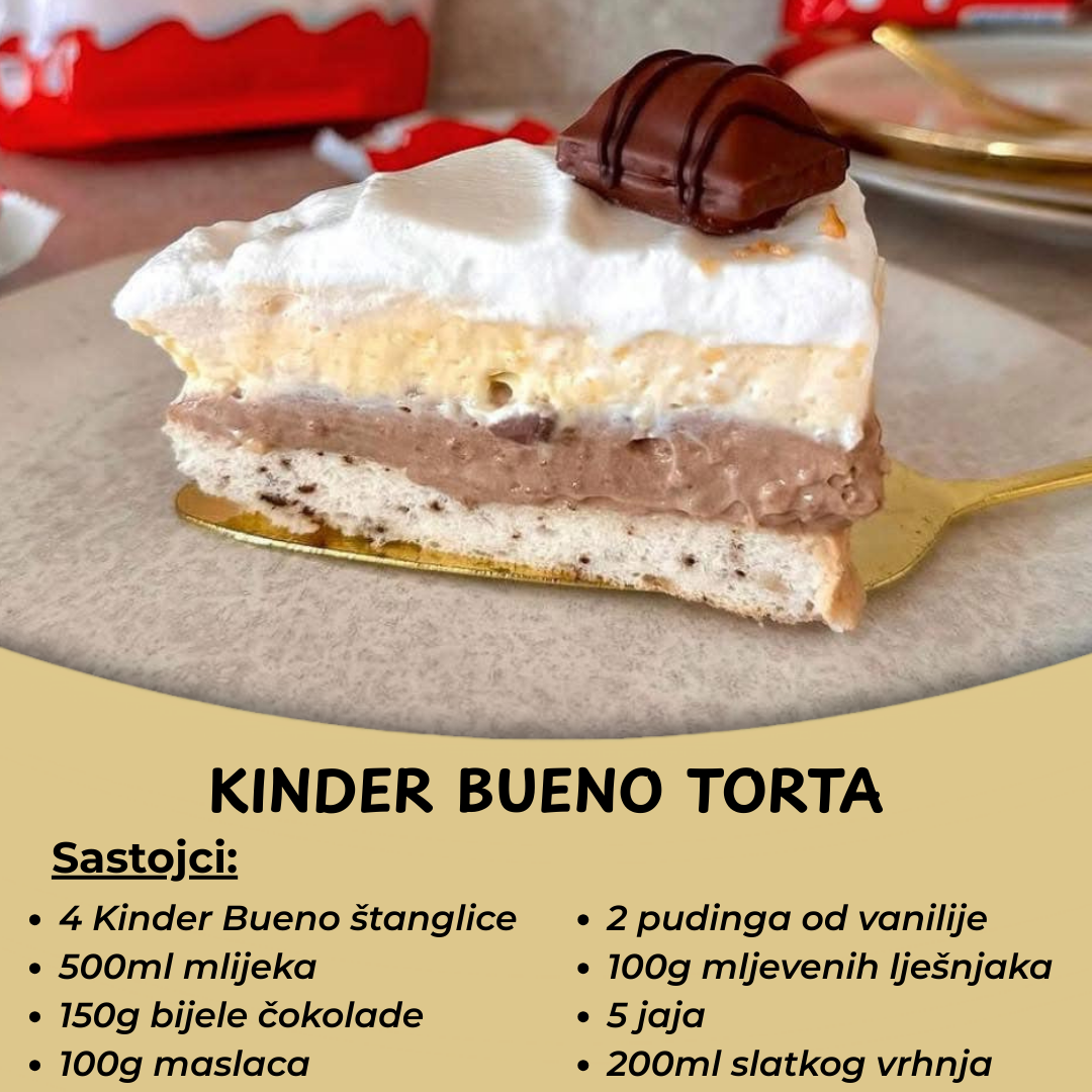 Kinder Bueno torta – Najkremastiji čokoladni užitak!