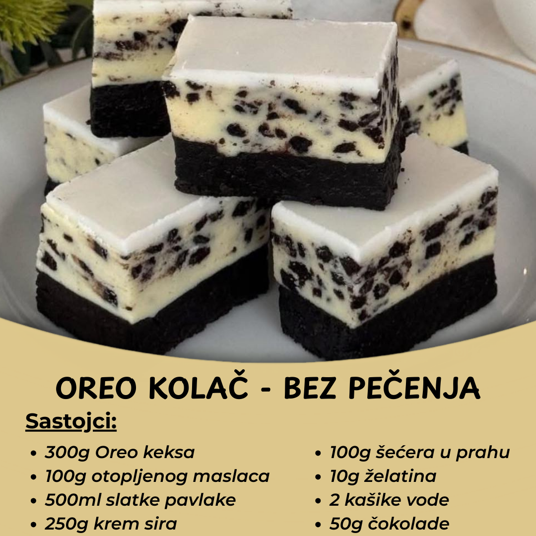Neodoljivi Oreo kolač – Jednostavan i gotov bez pečenja!