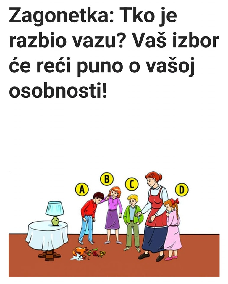 Zagonetka: Tko je razbio vazu? Vaš izbor će reći puno o vašoj osobnosti!