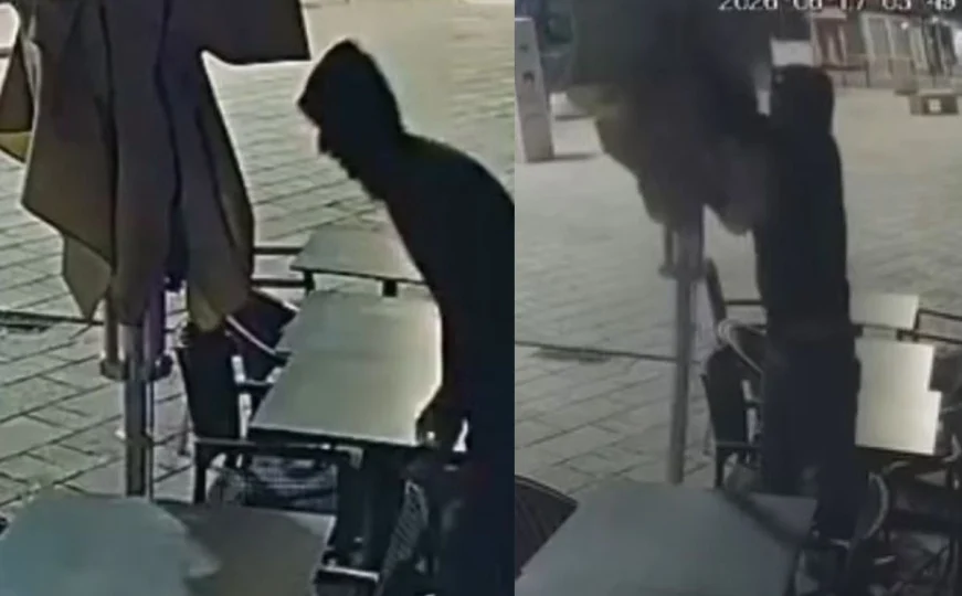 Pogledajte kako lopov na Baščaršiji krade kišobrane usred noći