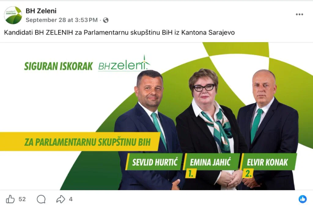 Emina Jahić na listi BH Zeleni za izbore 2026.